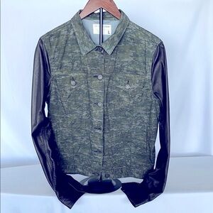 rag & bone /JEAN Camouflage denim with Calf  Leather Jacket Size L